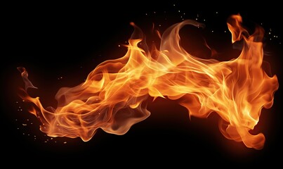 Fototapeta premium Fire flames isolated on black background.
