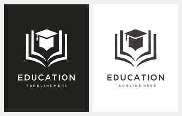 Book and Graduation Education House logo design icon template