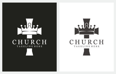 Cross Crown Church logo design vector