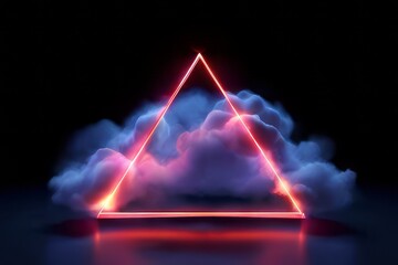 Neon Triangle Ether: Luminous Abstract Cloud Formation