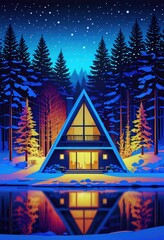 The snow-covered forest stretches out endlessly 