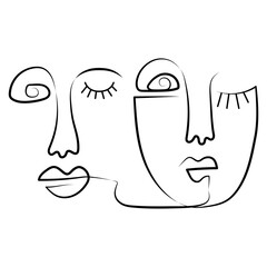 Abstract One Line Face