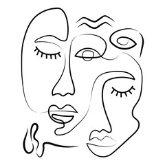 Abstract One Line Face