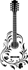 Guitar with floral drawing