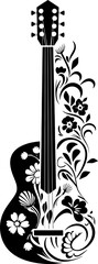 Guitar with floral drawing