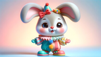 Pierrot Baby Bunny, Generative AI - obrazy, fototapety, plakaty