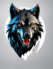Wolf head logo isolated on white. T-shirt print, animals and nature