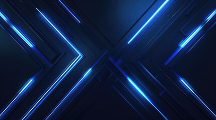 Abstract glowing arrow lines on dark blue background. Modern shiny blue geometric lines design. Futuristic technology concept

