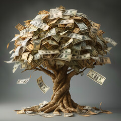 Dollar Bills Tree Creative Concept