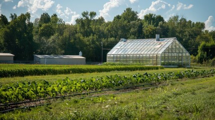 Obraz premium Climate-controlled greenhouses extend growing seasons and protect crops from extreme weather conditions, ensuring year-round production.