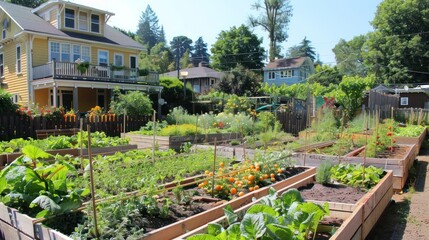 Community gardens flourish, providing fresh produce and promoting sustainable living practices.