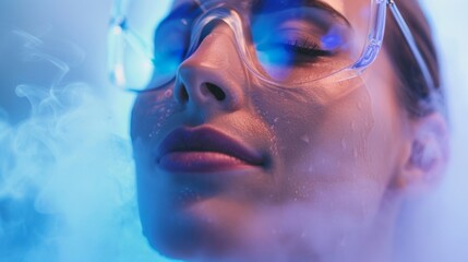 Escape the stresses of modern life and dive into the healing power of cryotherapy promoting deep relaxation and rejuvenation. . - obrazy, fototapety, plakaty