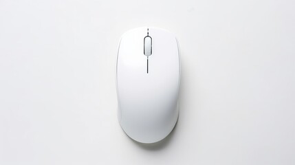 Elegant white computer mouse isolated on a white background. Top view image.
