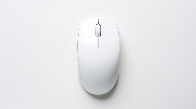 Elegant white computer mouse isolated on a white background. Top view image.