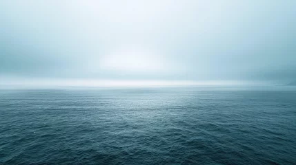 Foto op Canvas Peaceful ocean expanse under overcast skies in soothing shades © boxstock production