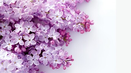 Stunning purple syringa lilac blooms stand out against a clean white backdrop