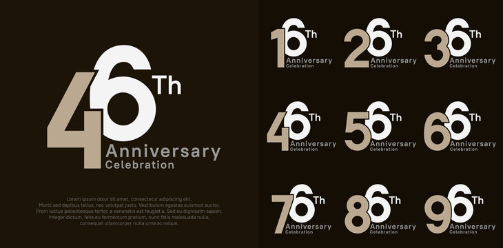 anniversary vector design set with brown and white color for special moment celebration