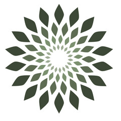 Round pattern  green leaves logo symbol , abstract leaves mandala organic