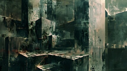 Abstract art with brutalism concept.
