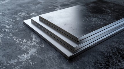Blank mockup of a set of durable stainless steel ting boards a sleek and functional option for any home cook. .