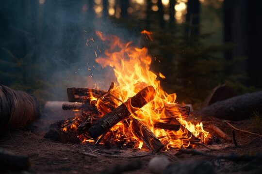 メラメラ燃える焚き木