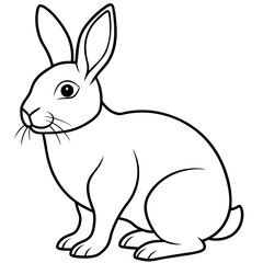 Obraz premium rabbit illustration mascot,rabbit silhouette,rabbit vector,icon,svg,characters,cartoon,Holiday t shirt,black Easter drawn trendy logo Vector illustration,bunny line art on a white background