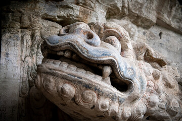 Sculpture at Dazu Rock Carvings at Mount Baoding or Baodingshan