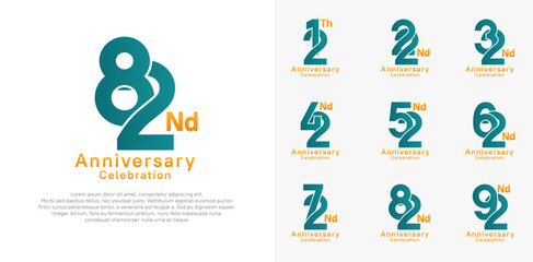 anniversary logotype vector design with blue and orange color for celebration moment