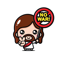 cute jesus with message of peace no war