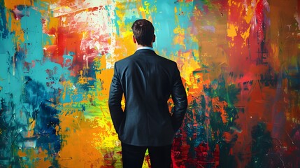 Obraz premium Urban Youth Fashion: A stylish young person stands confidently against a graffiti-covered wall in the city, showcasing casual cool