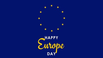 europe day animated background happy europe day eu union europe flag gold and blue stars looping