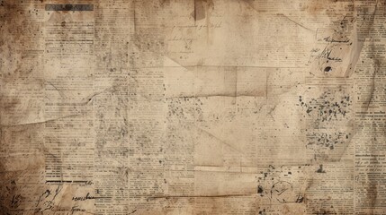 Old newspaper with grunge texture unreadable paper abstract background. - obrazy, fototapety, plakaty