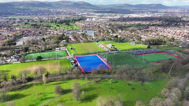 Aerial view of The Dub Queen's Sports field Belfast County Down Northern Ireland 