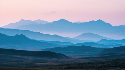 Serene twilight over gentle mountains for soothing landscape imagery