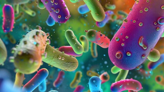 video of 3D bacteria in colorful concept as medical reference