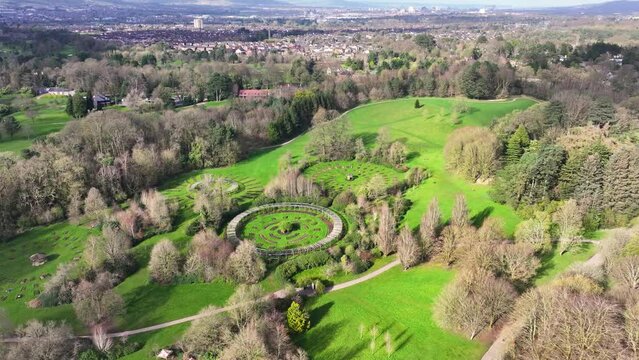 Aerial view of Wilmont House Sir Thomas and Lady Dixon Park County Down Northern Ireland 08-04-2024