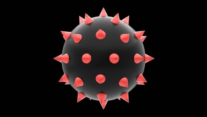 geometric sphere with spikes structure 3d illustration. Can be used to represent danger needles or coronavirus covid-19