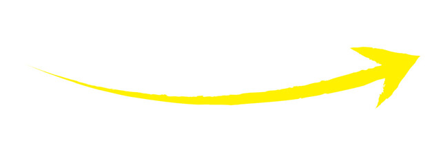 Obraz premium Hand-drawn yellow brush arrow vector isolated on a white background.