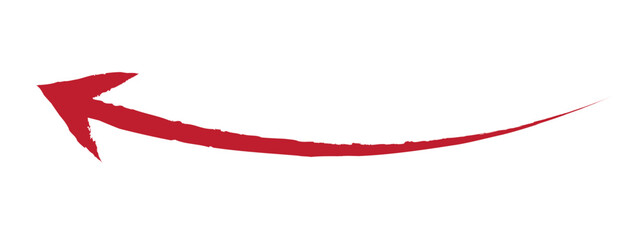 Hand - drawn red brush arrow vector isolated on a white background .