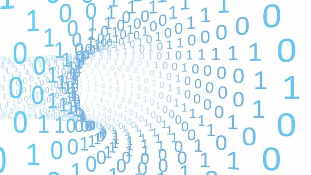 binary code tunnel computer coding 3d animation loop. Can be used to represent streaming futuristic backdrop, cyberspace global network connection, program code website