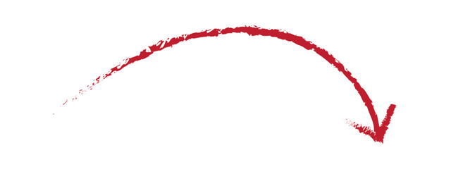 Hand - drawn red brush arrow vector isolated on a white background .