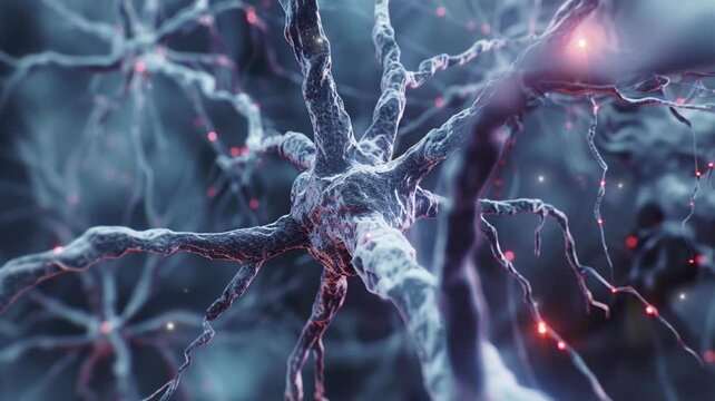 3d illustration of tumor cells in neurons