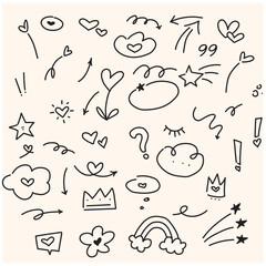 Set of doodle vector elements with illustration style doodle and line art