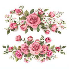 set of floral branch. Wedding concept with flowers. Floral poster, invite. Vector arrangements for greeting card or invitation