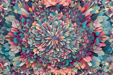 Colorful cubist floral mandala background design pattern
