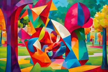 The Love of the Colorful Abstract Park cubism