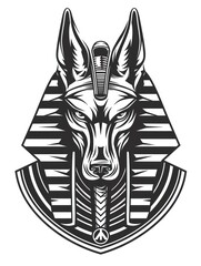 black and white Anubis clipart design with bold line