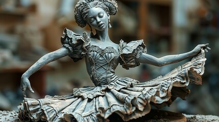 Fototapeta na wymiar Modeling clay character Flamenco dancer