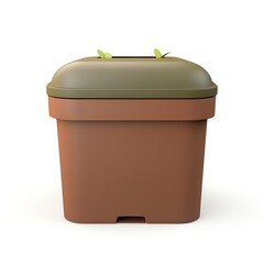 Compost Bin Organic bin on a lush, earthy brown base, 3D flat design.