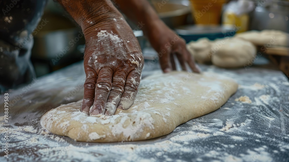 Sticker The baker was in the kitchen one hand expertly kneading the dough